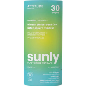 Attitude Sunly Mineral Sunscreen Stick SPF30 - Unscented 60g