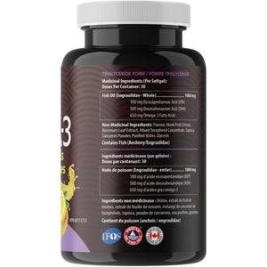 AquaOmega High DHA Omega-3 Lemon Flavoured Softgels 120s