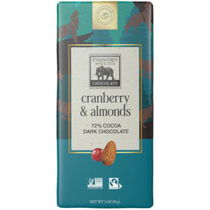 Endangered Species 72% Dark Chocolate with Cranberry & Almonds 85g
