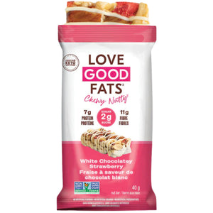 Love Good Fats Chewy Nutty White Chocolate Strawberry Bar (single) 40g