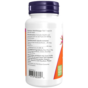 NOW Vitamin D3 & K2 Capsules 120s