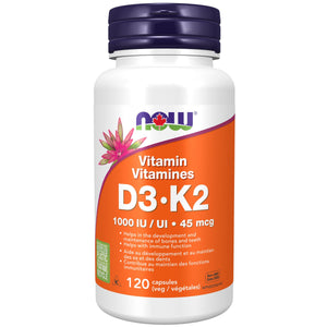 NOW Vitamin D3 & K2 Capsules 120s