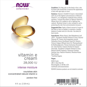 NOW Vitamin E Cream 118mL
