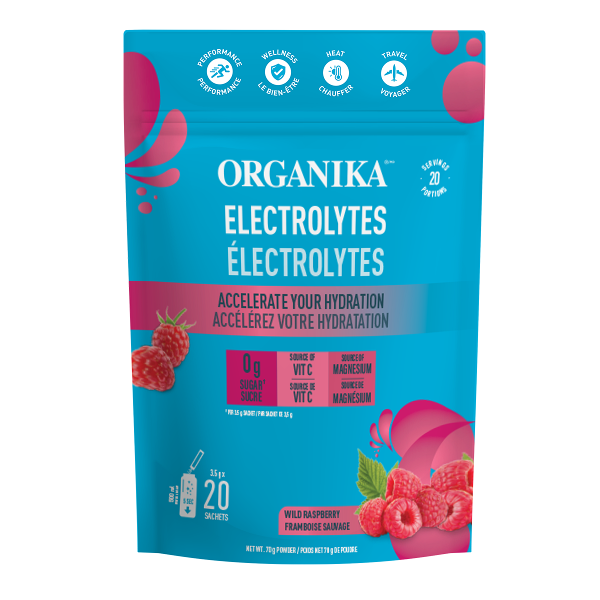 Organika Electrolytes Wild Raspberry - 20 Sachets