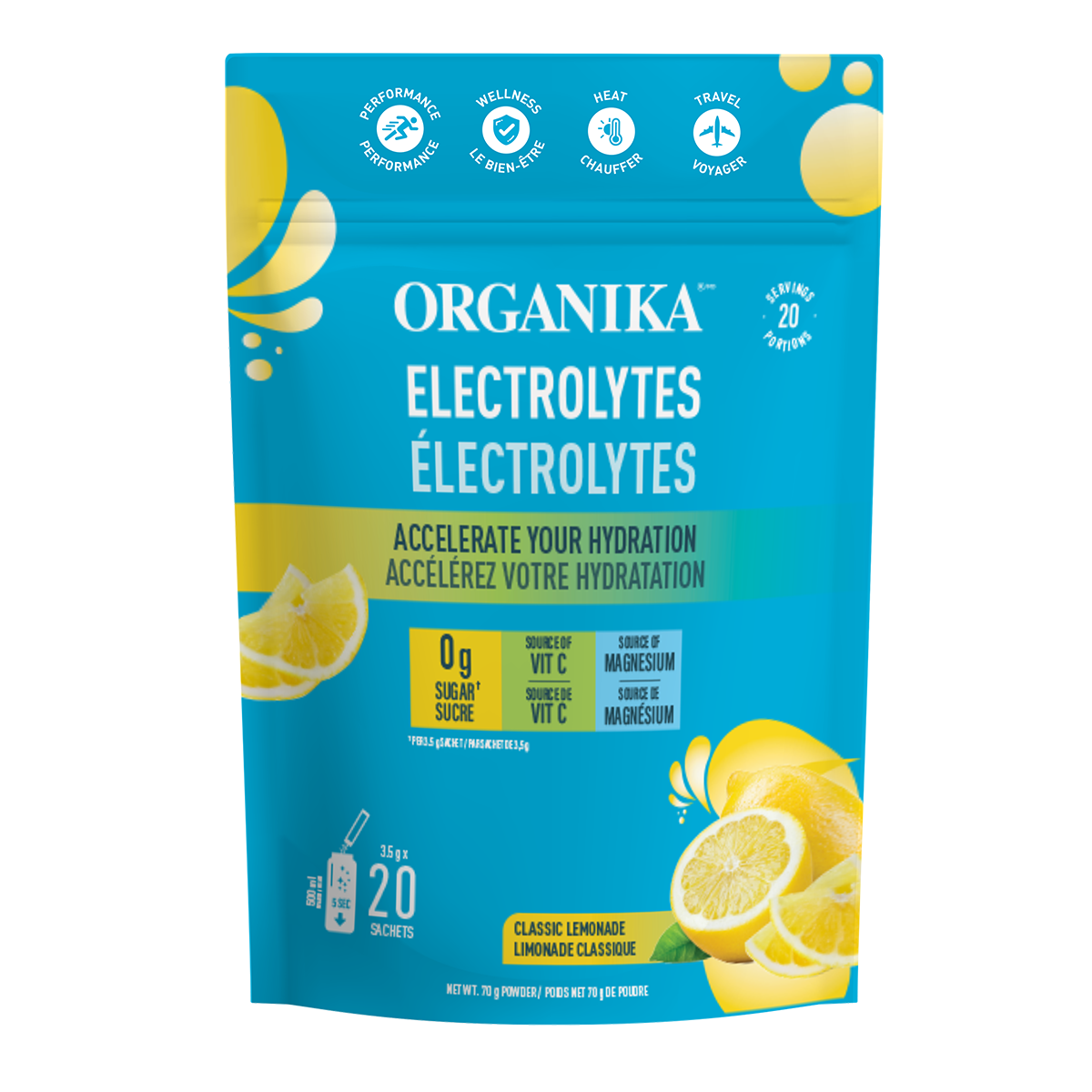 Organika Electrolytes Classic Lemonade - 20 Sachets
