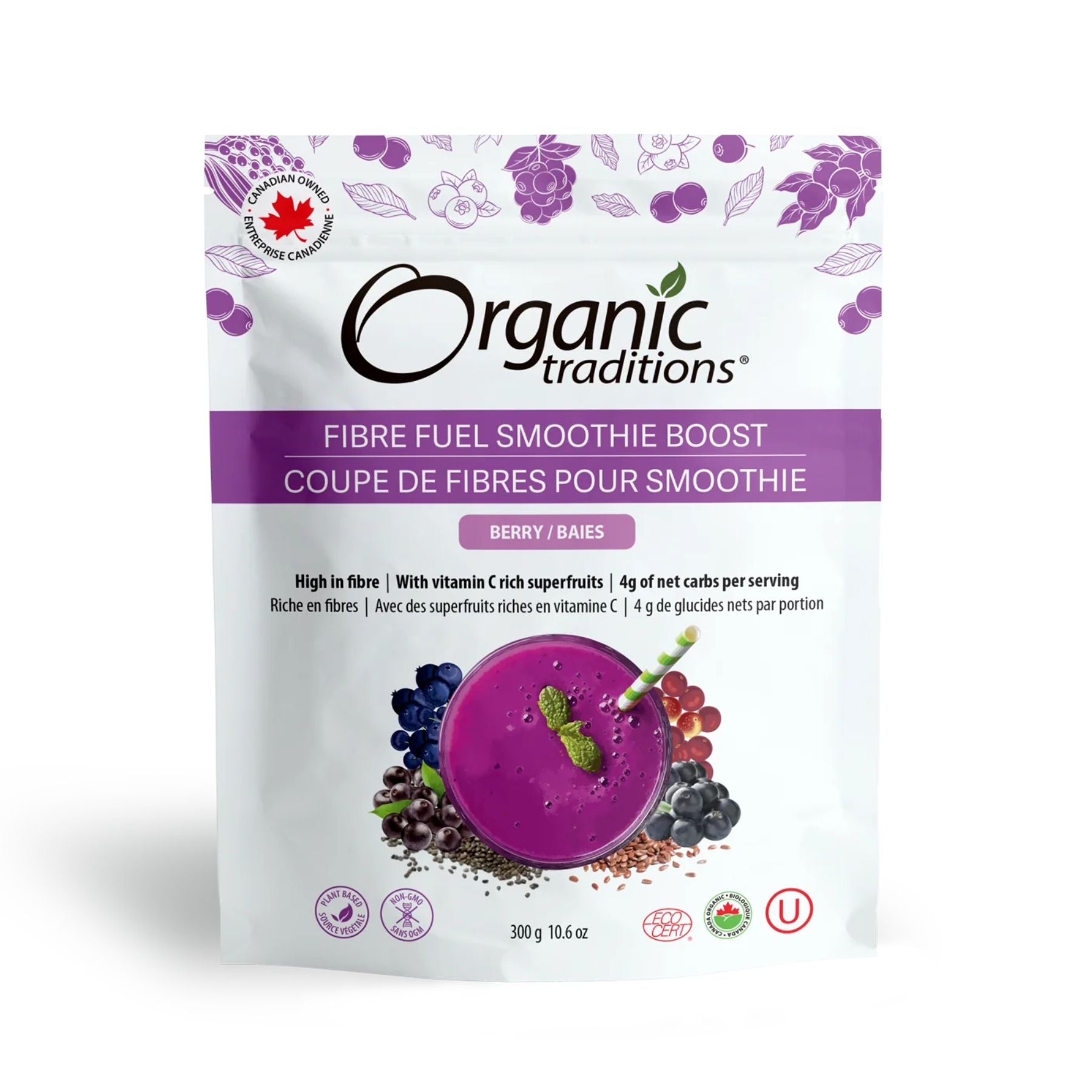Organic Traditions Fibre Fuel Smoothie Boost Berry 300g