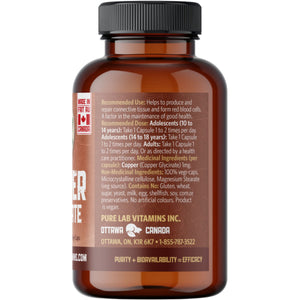 Pure Lab Vitamins Copper Glycinate Capsules 60s