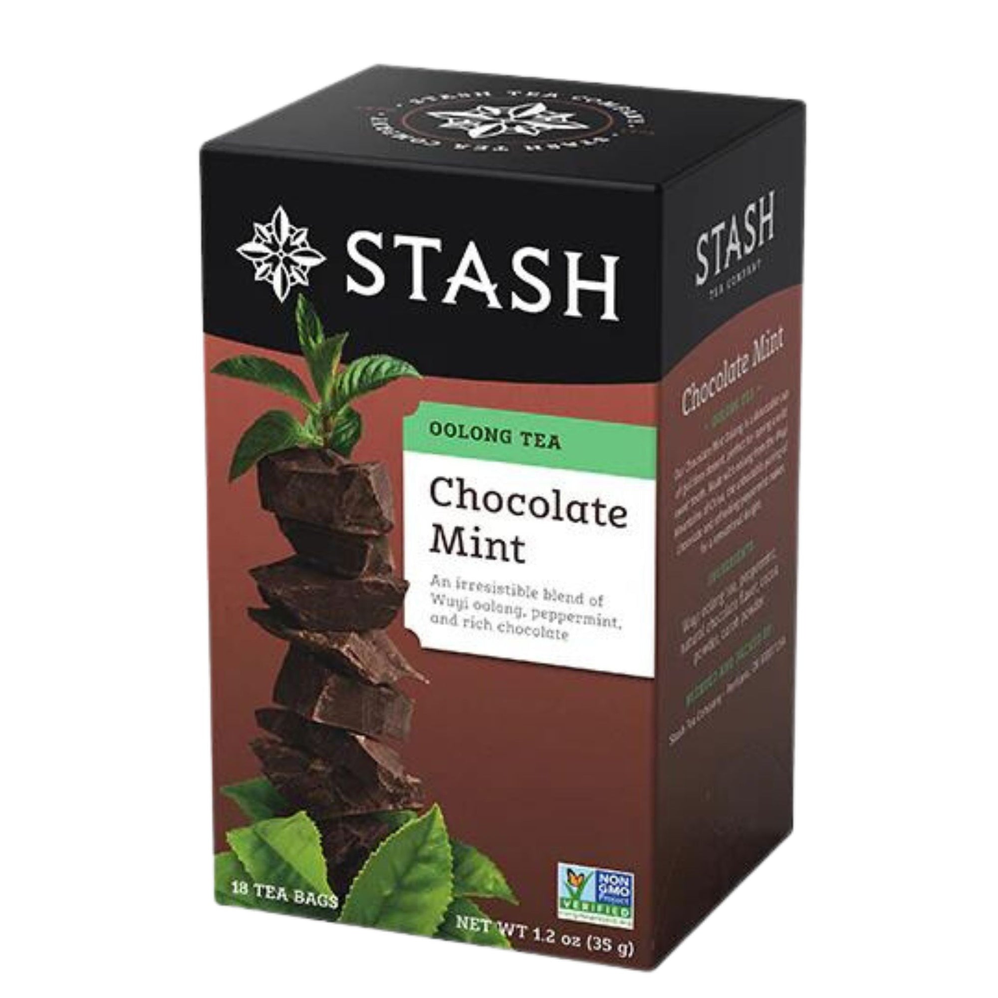 Stash Chocolate Mint Oolong Tea - 18 tea bags in a box - An irresistible blend of Wuyi oolong, peppermint, and rich chocolate. 