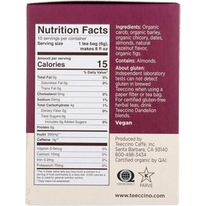 Teeccino Hazelnut Roasted Herbal Tea 10ct
