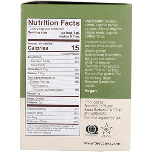 Teeccino Organic French Roast Roasted Herbal Tea 10ct
