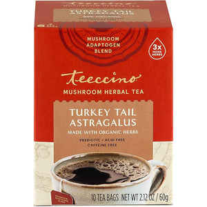 Teeccino Turkey Tail Astragalus Toasted Maple Mushroom Herbal Tea 10ct