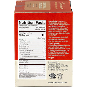 Teeccino Turkey Tail Astragalus Toasted Maple Mushroom Herbal Tea 10ct