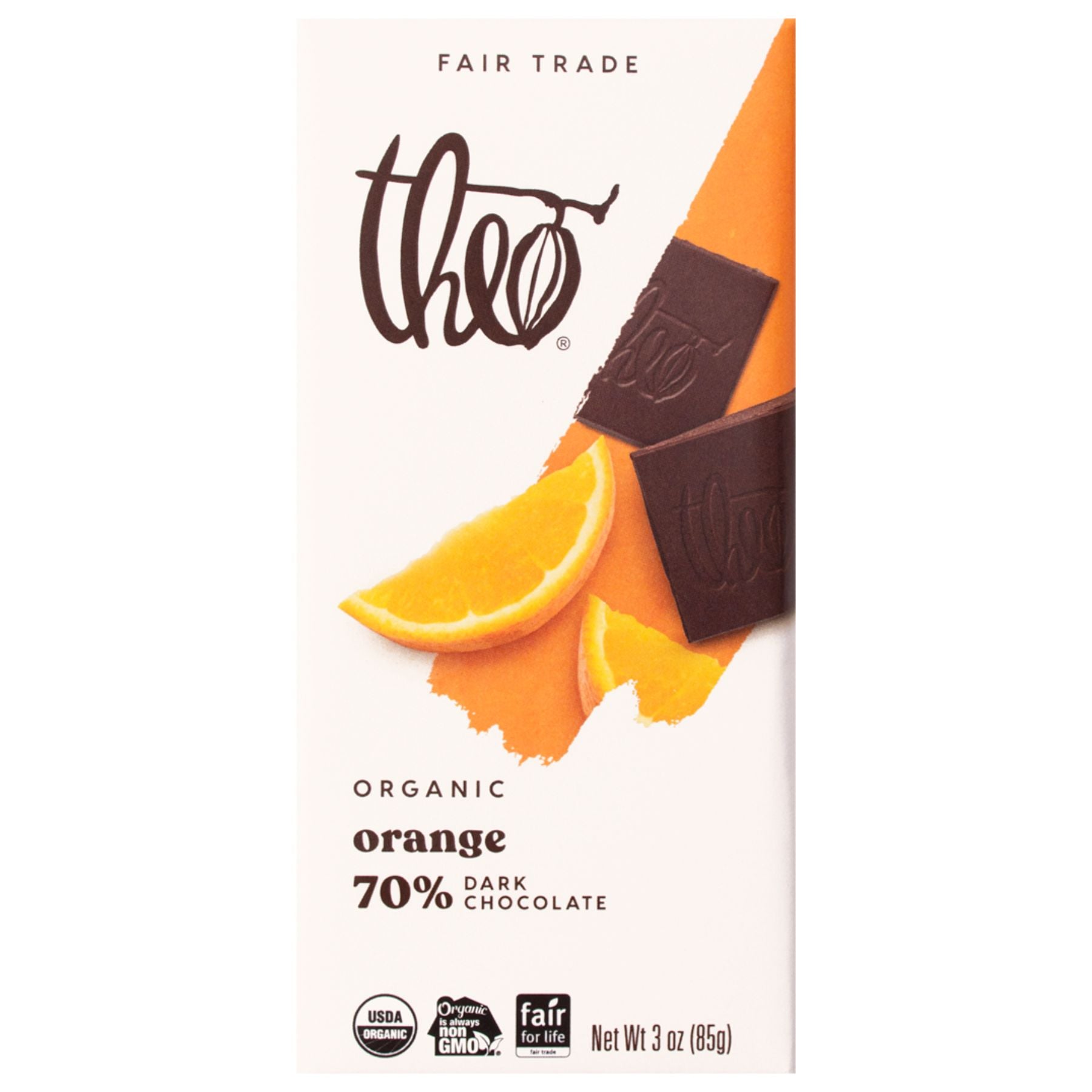 Theo Orange 70% Dark Chocolate Bar 85g