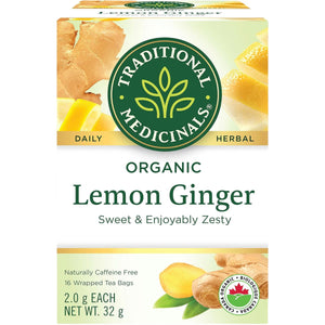Traditional Medicinals Organic Lemon Ginger Tea 16ct