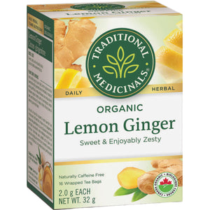 Traditional Medicinals Organic Lemon Ginger Tea 16ct
