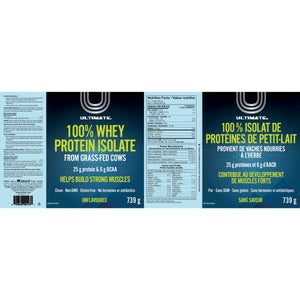 Ultimate 100% Whey Protein Isolate Powder - Unflavoured 739g