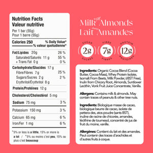 ZoRaw 45% Milk Chocolate & Almonds Bar with Protein 55g