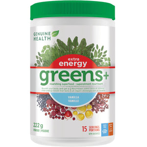 Genuine Health Greens+ Extra Energy - Vanilla 222g (15 servings)