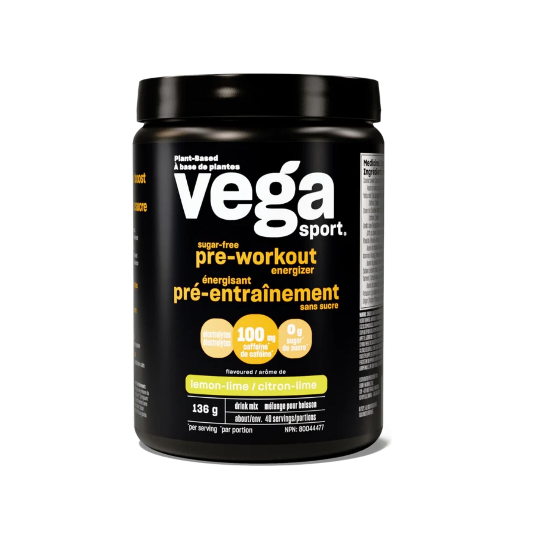 Vega Sport® Sugar-Free Pre-Workout Energizer Lemon Lime 136g