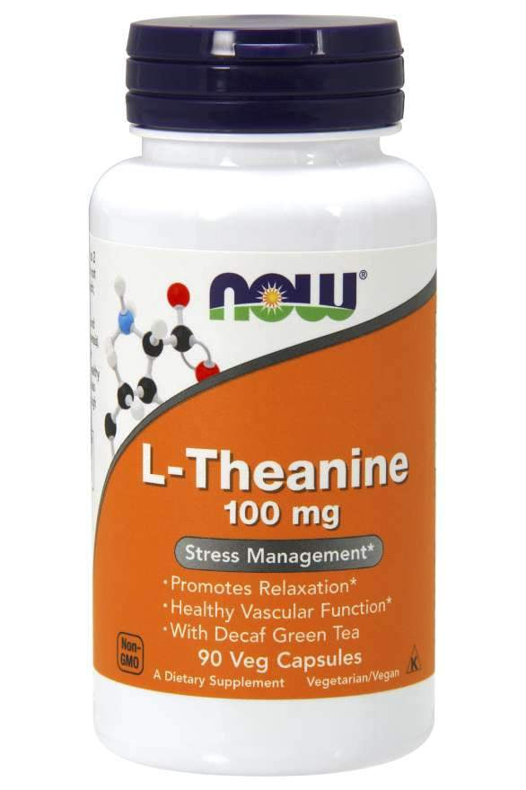 NOW L-Theanine with Decaffeinated Green Tea 100mg 90s
