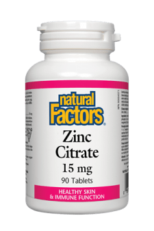 Natural Factors Zinc Citrate 15 mg 90s