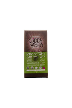 Giddy Yo Mint 76% Dark Chocolate bar - old packaging.