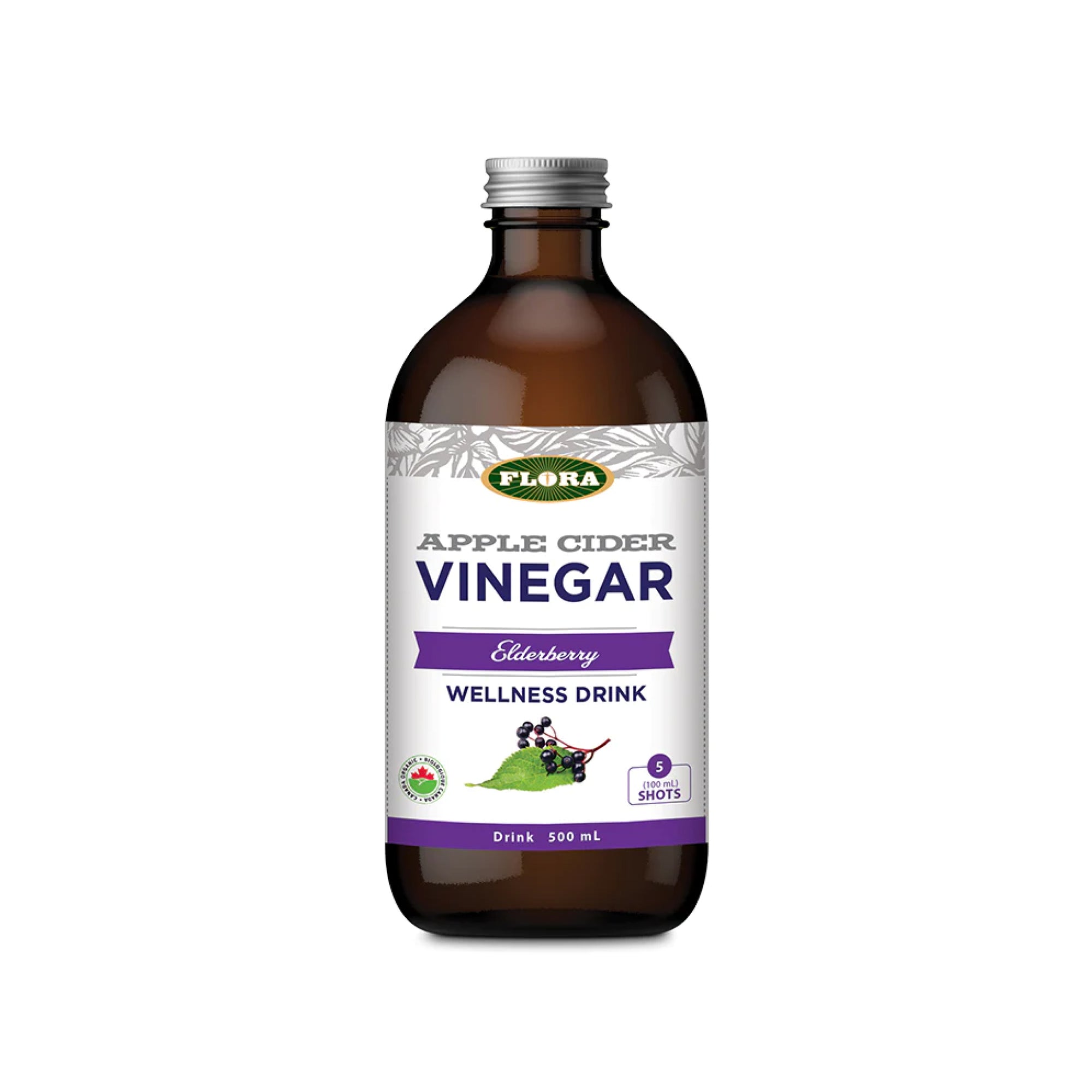 Flora Organic Apple Cider Vinegar Wellness Shot - Elderberry 500ml