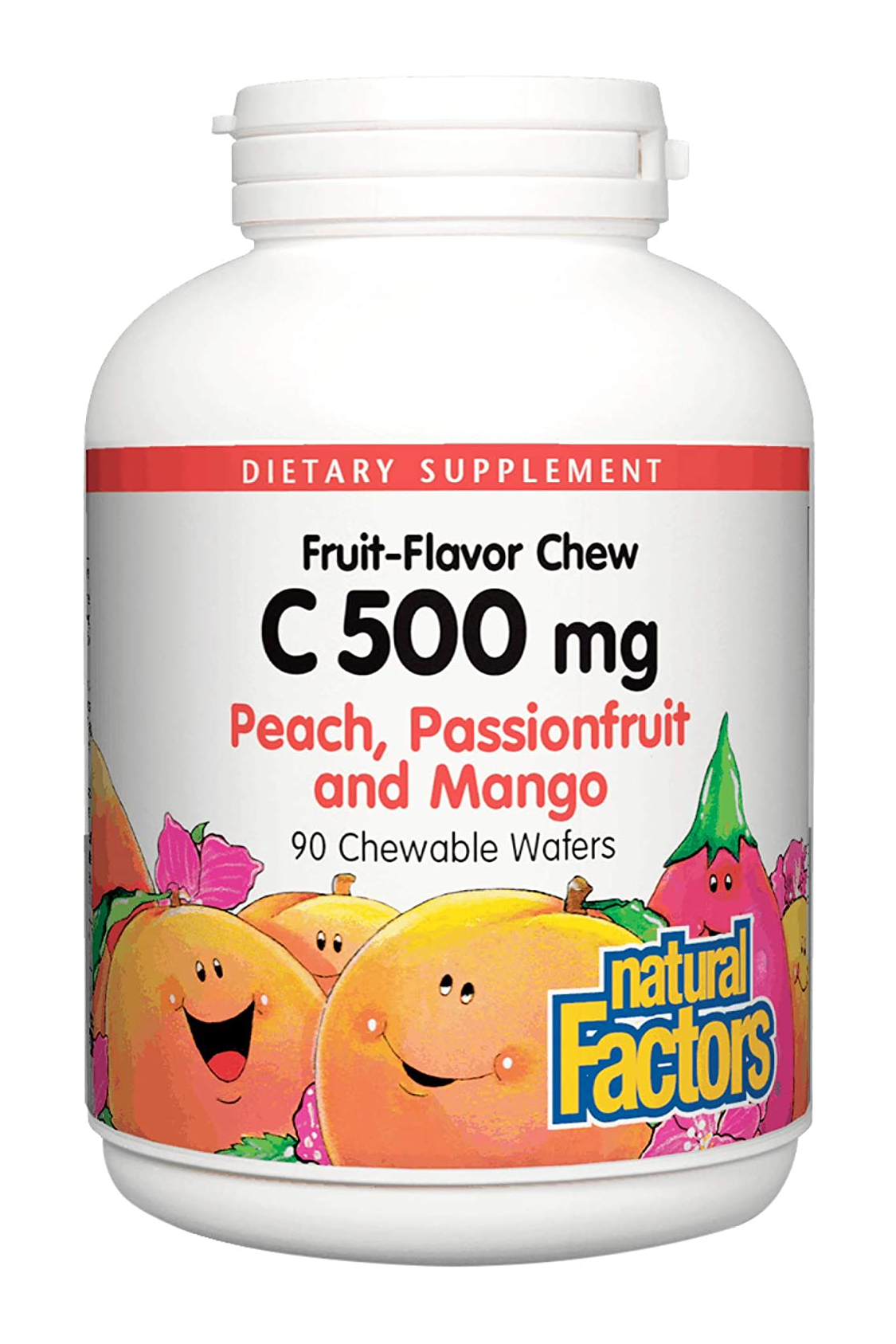 Natural Factors C 500 mg 100% Natural Fruit Chew - Peach, Passionfruit and Mango Flavour 90s