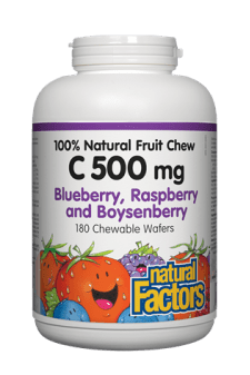 Natural Factors C 500 mg Blueberry, Raspberry and Boysenberry 180s