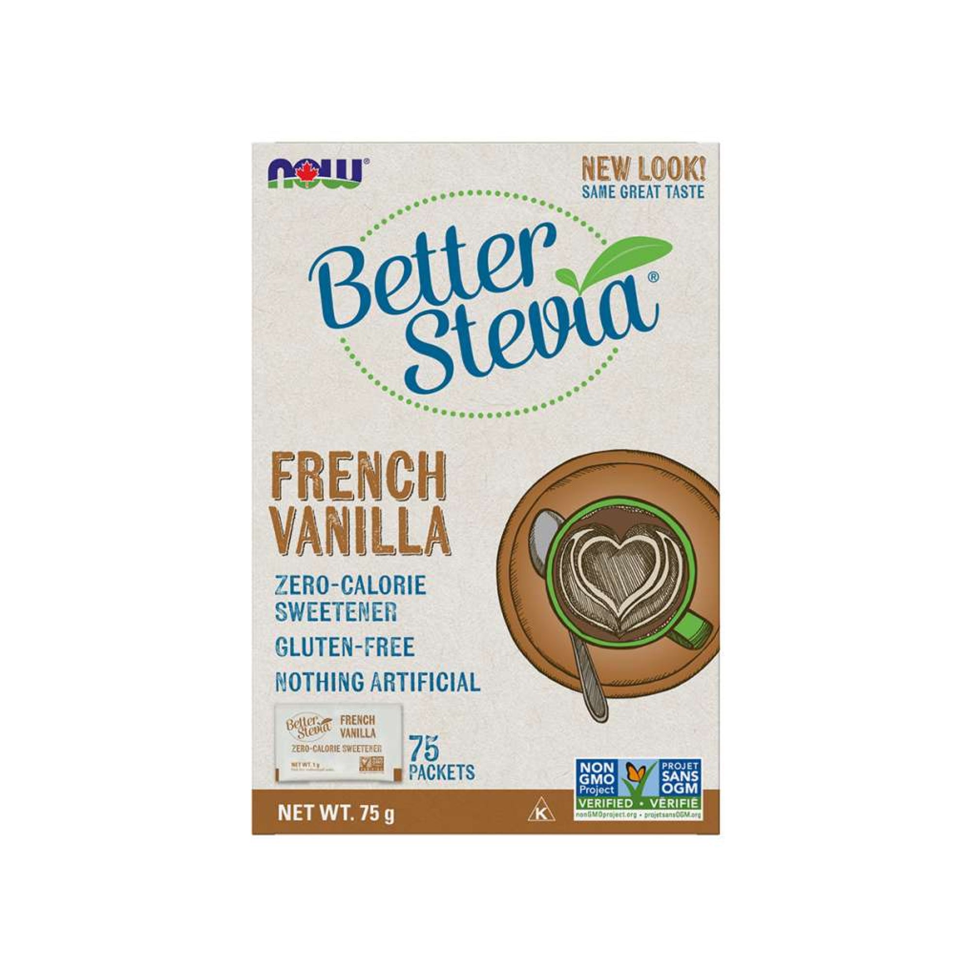 NOW BetterStevia Sweetener French Vanilla Flavour 75 Packets