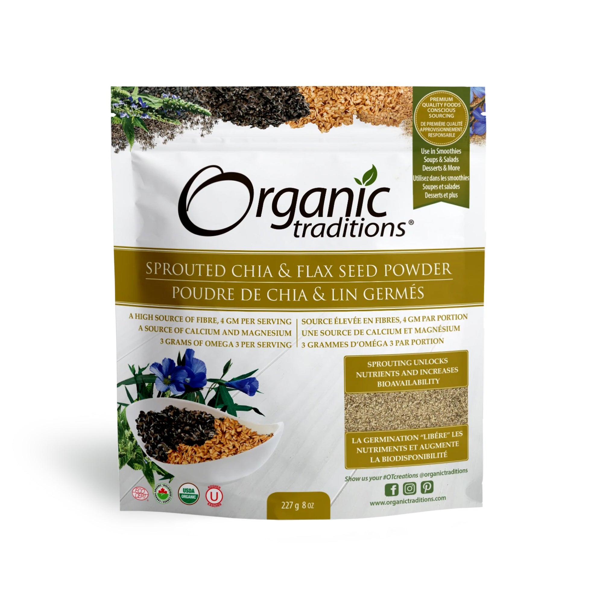 Organic Traditions Organic Sprouted Chia & Flax Powder 227g