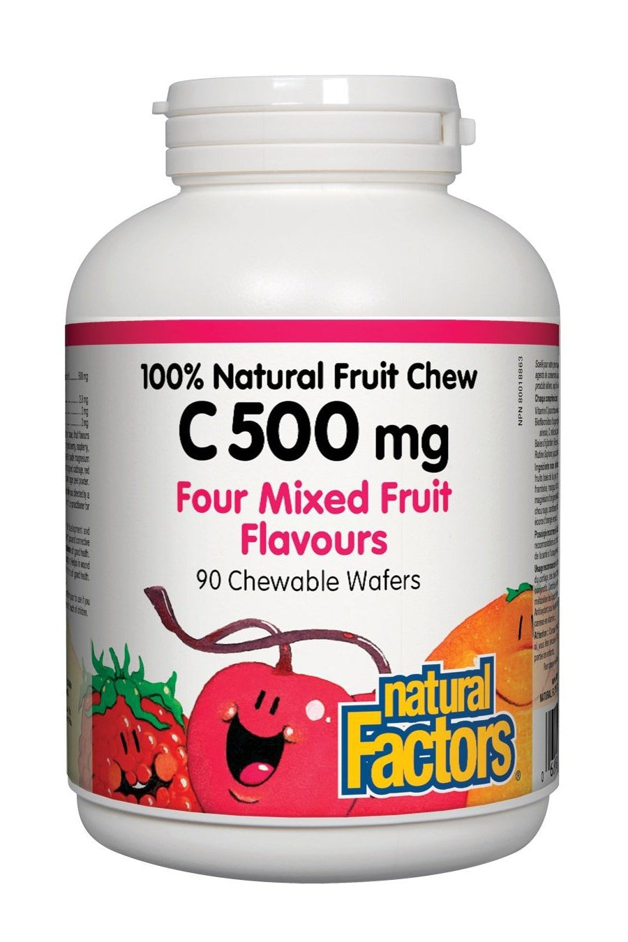 Natural Factors C 500 mg 100% Natural Fruit Chew - Four Mixed Fruit Flavours 90s