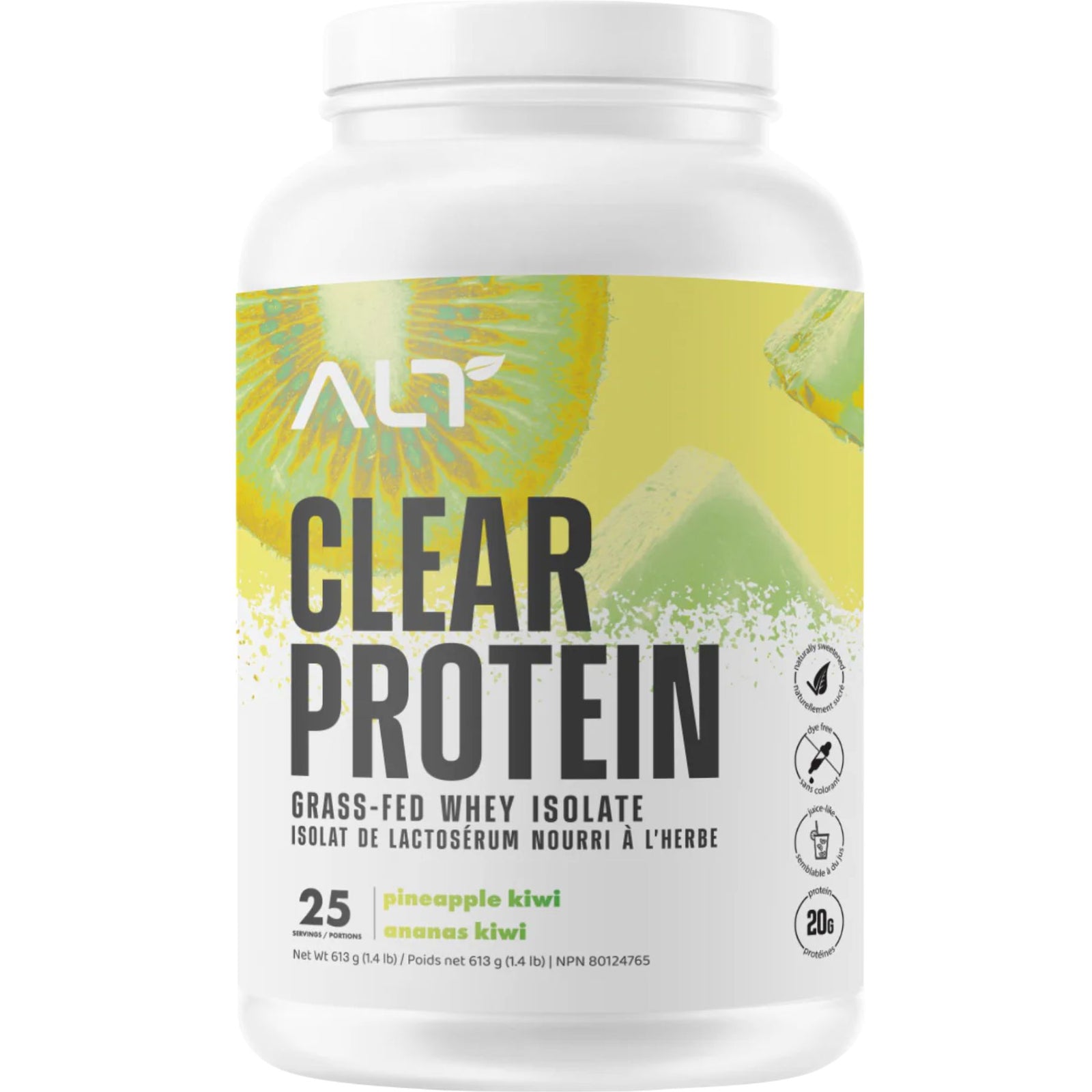 ALT Nutrition Clear Protein Grass-Fed Whey Isolate Pineapple Kiwi 613g