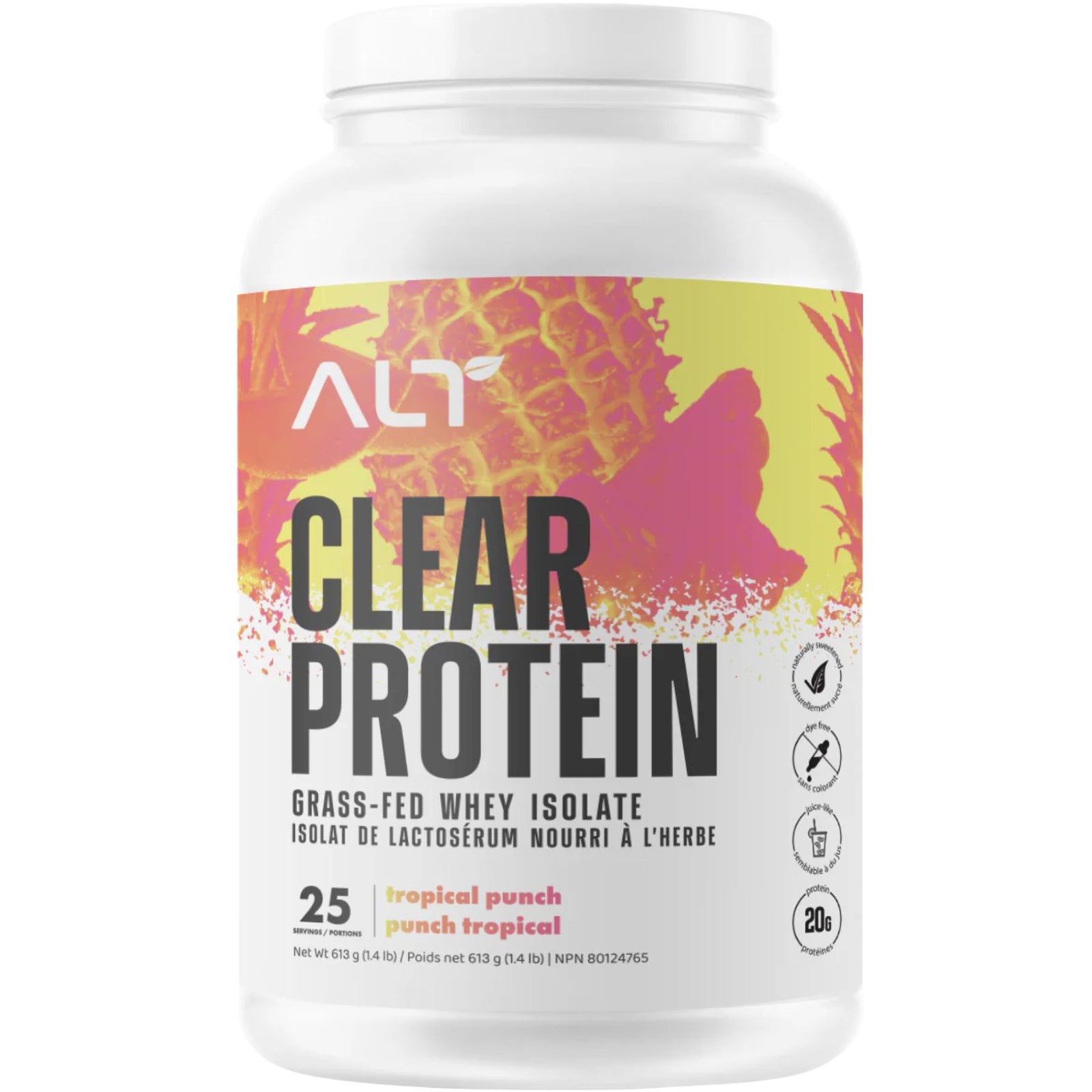 ALT Nutrition Clear Protein Grass-Fed Whey Isolate Tropical Punch 613g