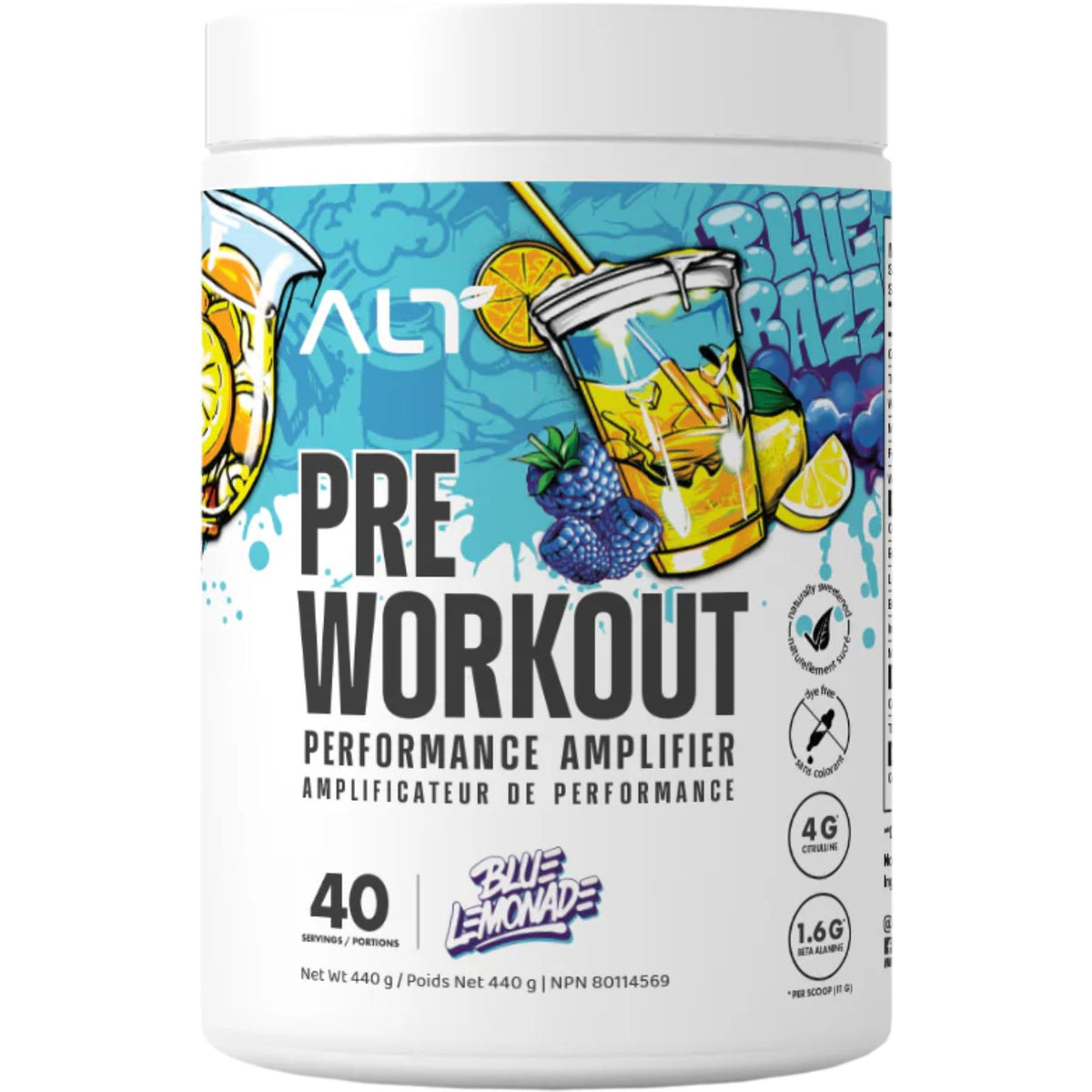 ALT Nutrition Pre Workout Blue Lemonade 440g