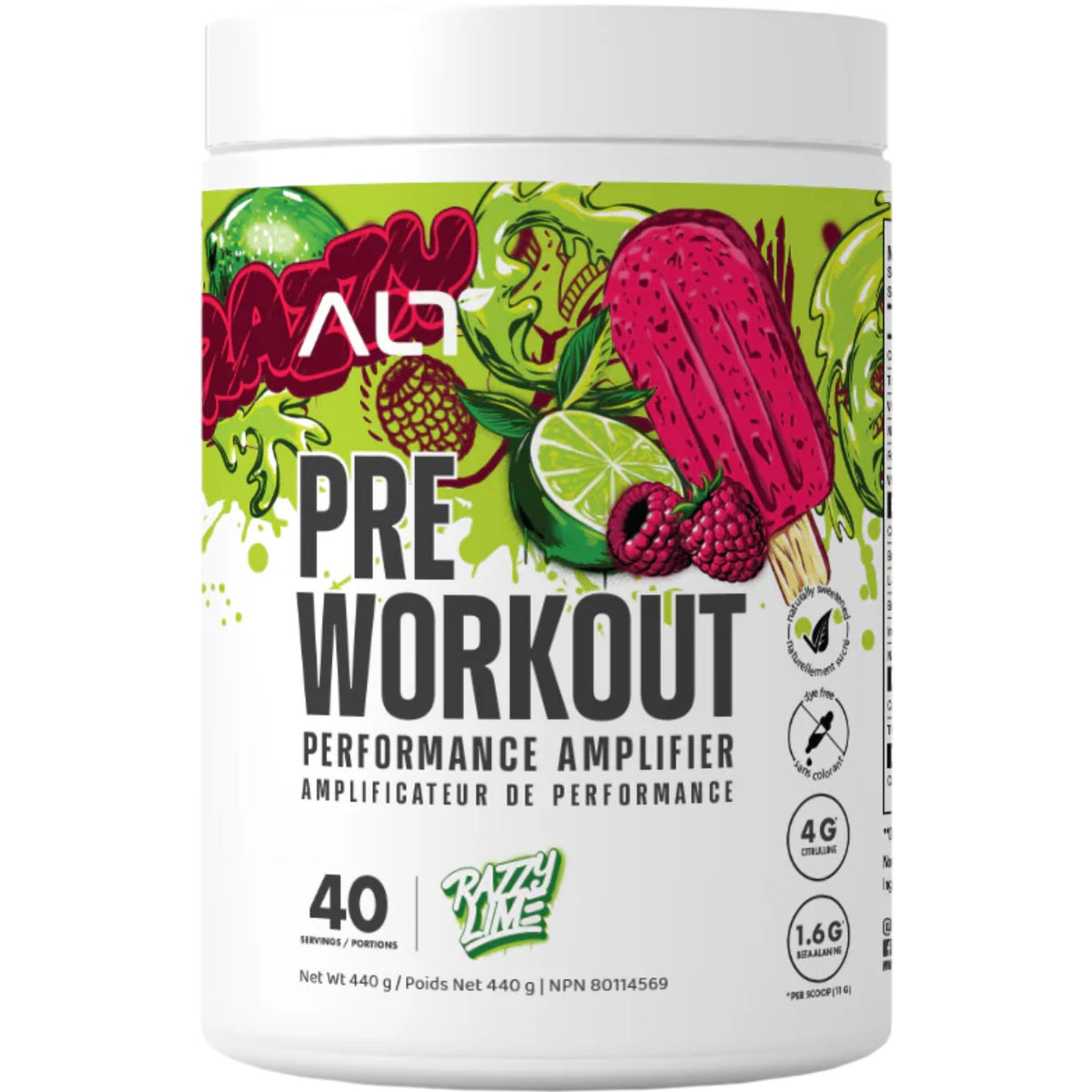 ALT Nutrition Pre Workout Razzy Lime 440g