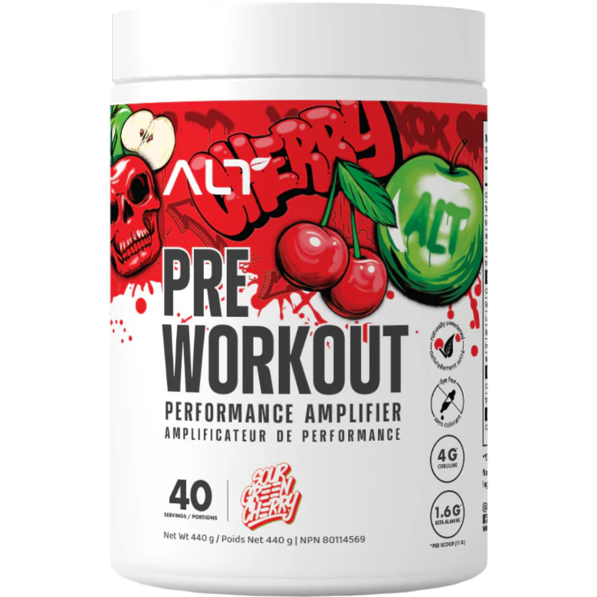 ALT Nutrition Pre Workout Sour Green Cherry 440g