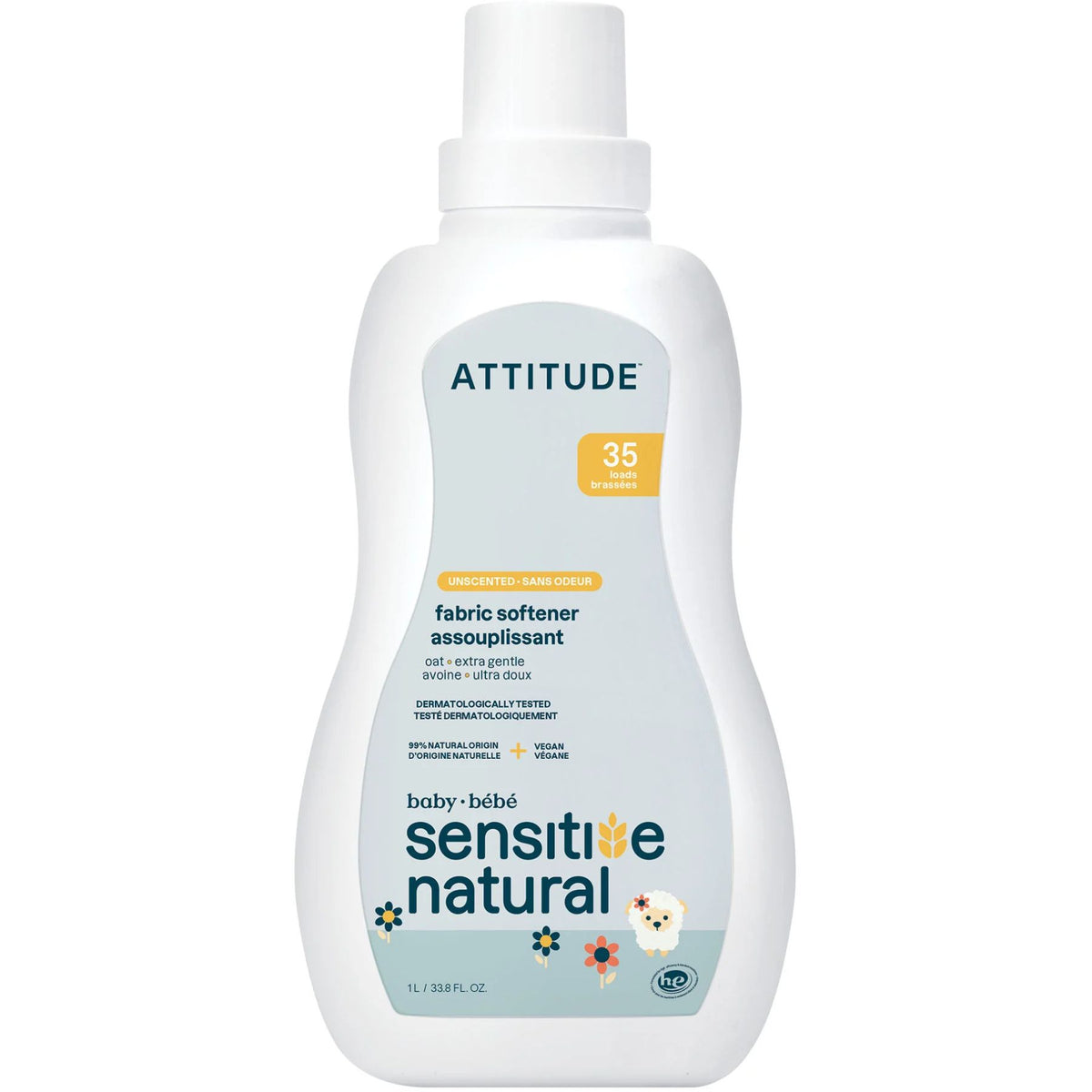 Attitude Sensitive Natural Baby Fabric Softener Unscented | 35 loads 1L
