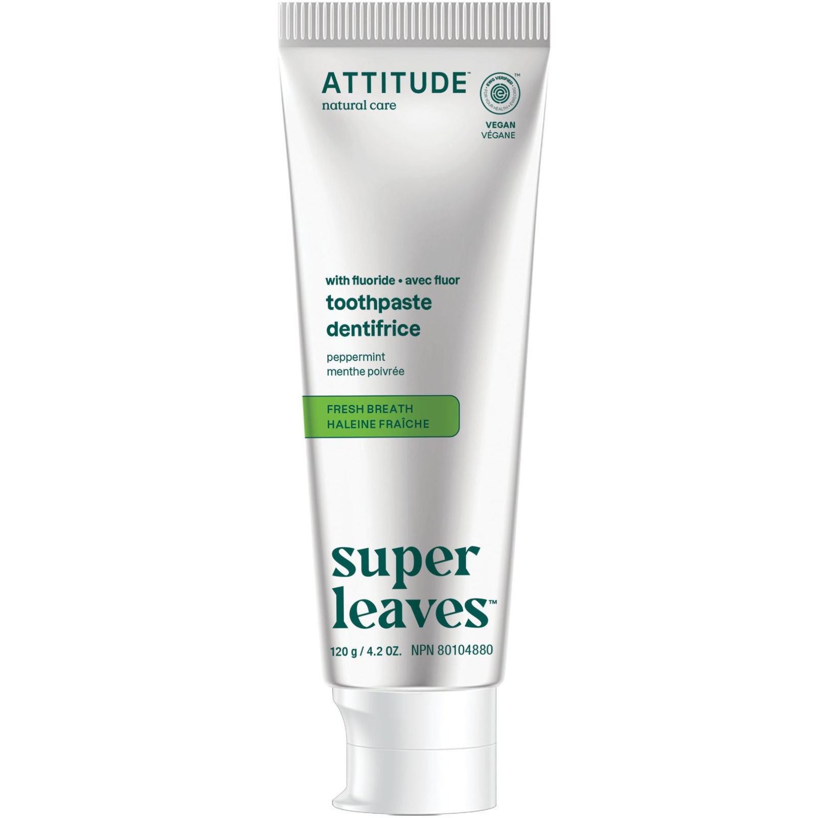 Attitude Toothpaste with Fluoride – Fresh Breath Peppermint 120g