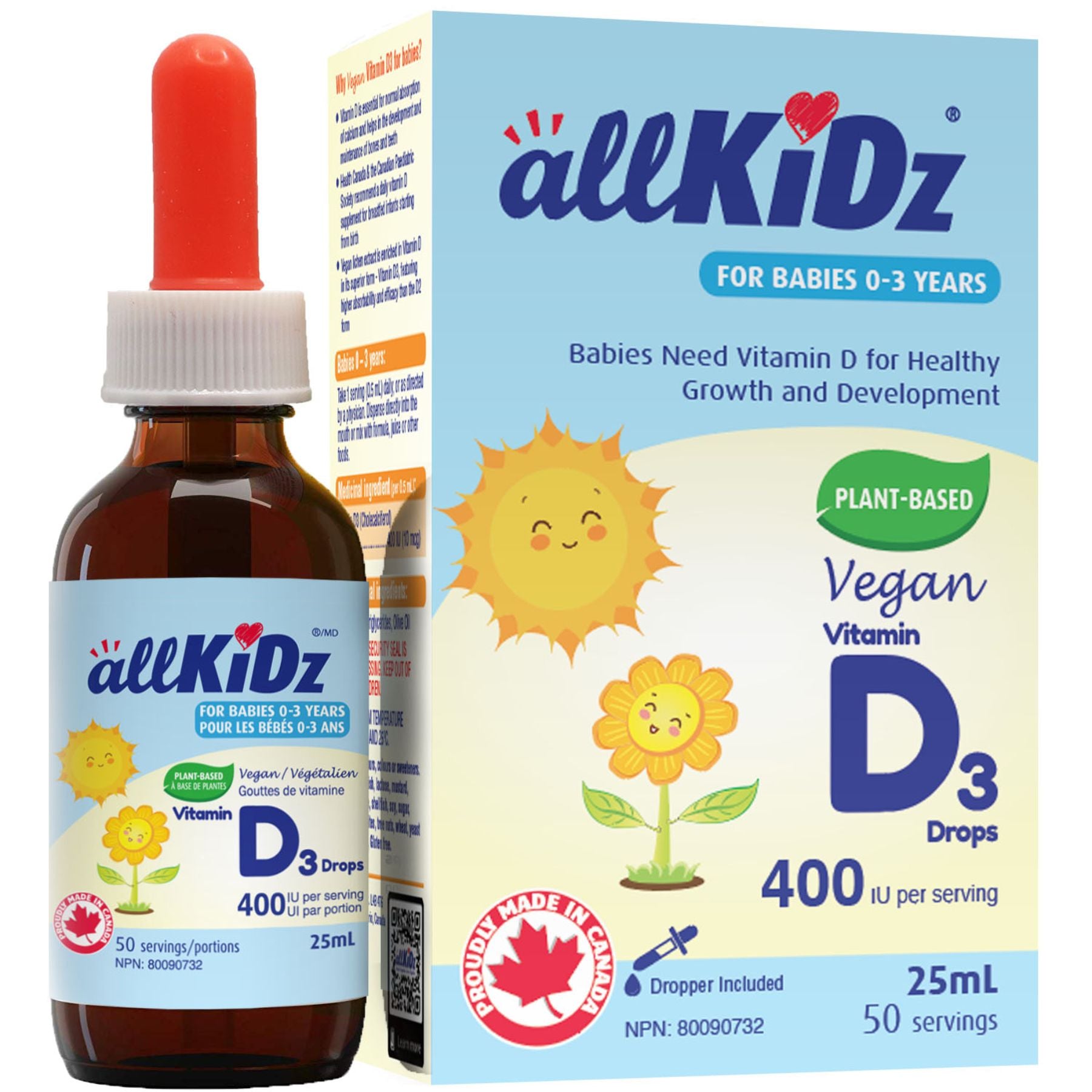 AllKiDz Vegan Vitamin D3 & K2 Drops 5ml