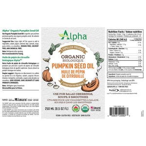 Alpha Organic Pumpkin Seed Oil 250mL