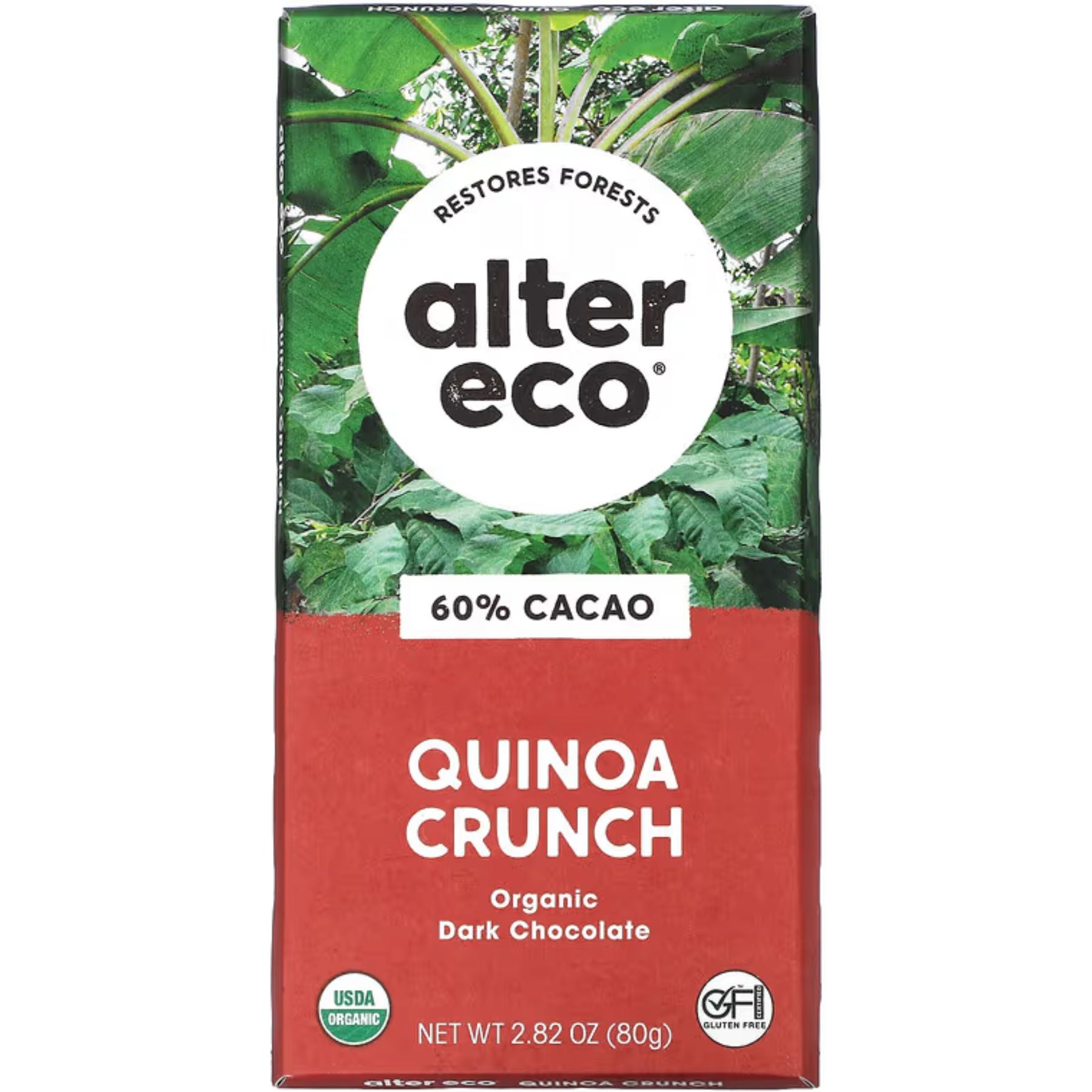 Alter Eco Dark Chocolate Quinoa Crunch Bar 80g