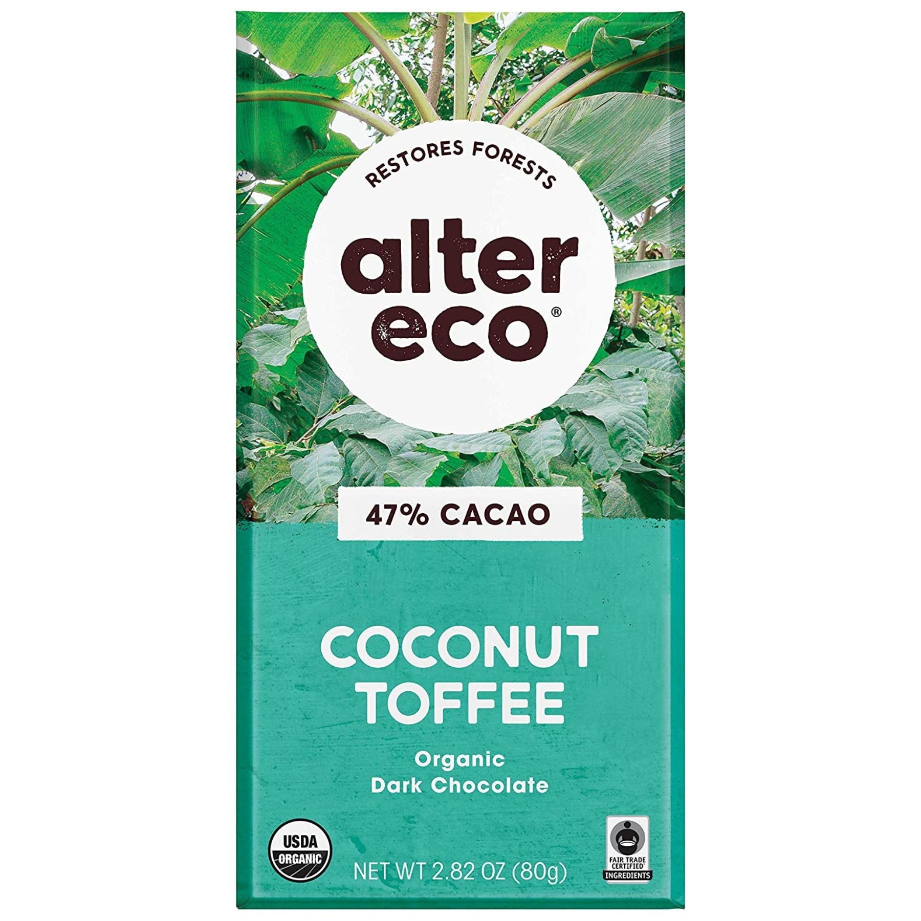 Alter Eco Organic Dark Chocolate Coconut Toffee Bar 80g