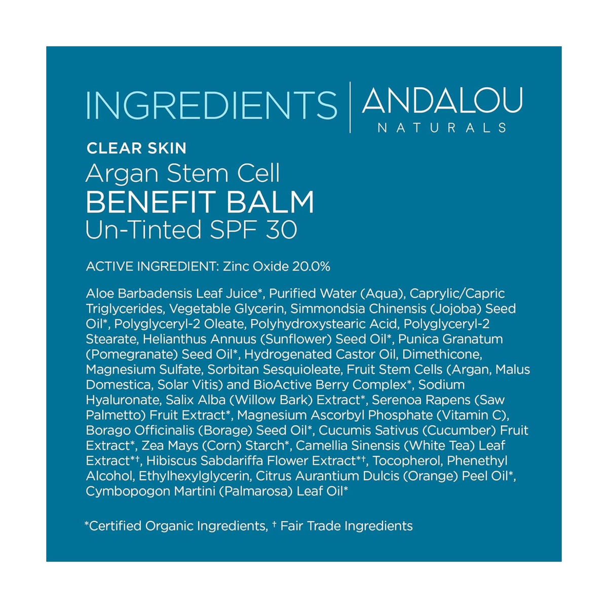Andalou Beauty Balm Clarifying Oil Control Un-Tinted with SPF 30 58mL