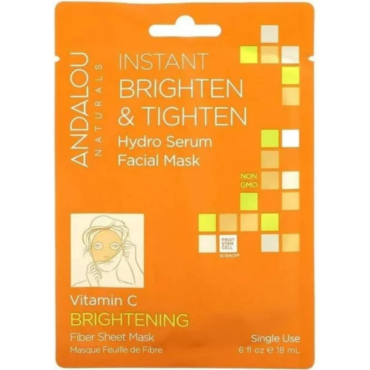 Andalou Instant Brighten & Tighten Hydro Serum Facial Sheet Mask 18mL