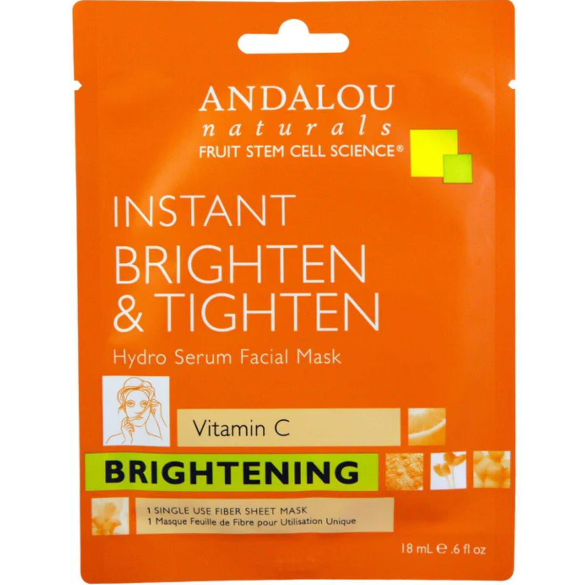 Andalou Instant Brighten & Tighten Hydro Serum Facial Sheet Mask 18mL