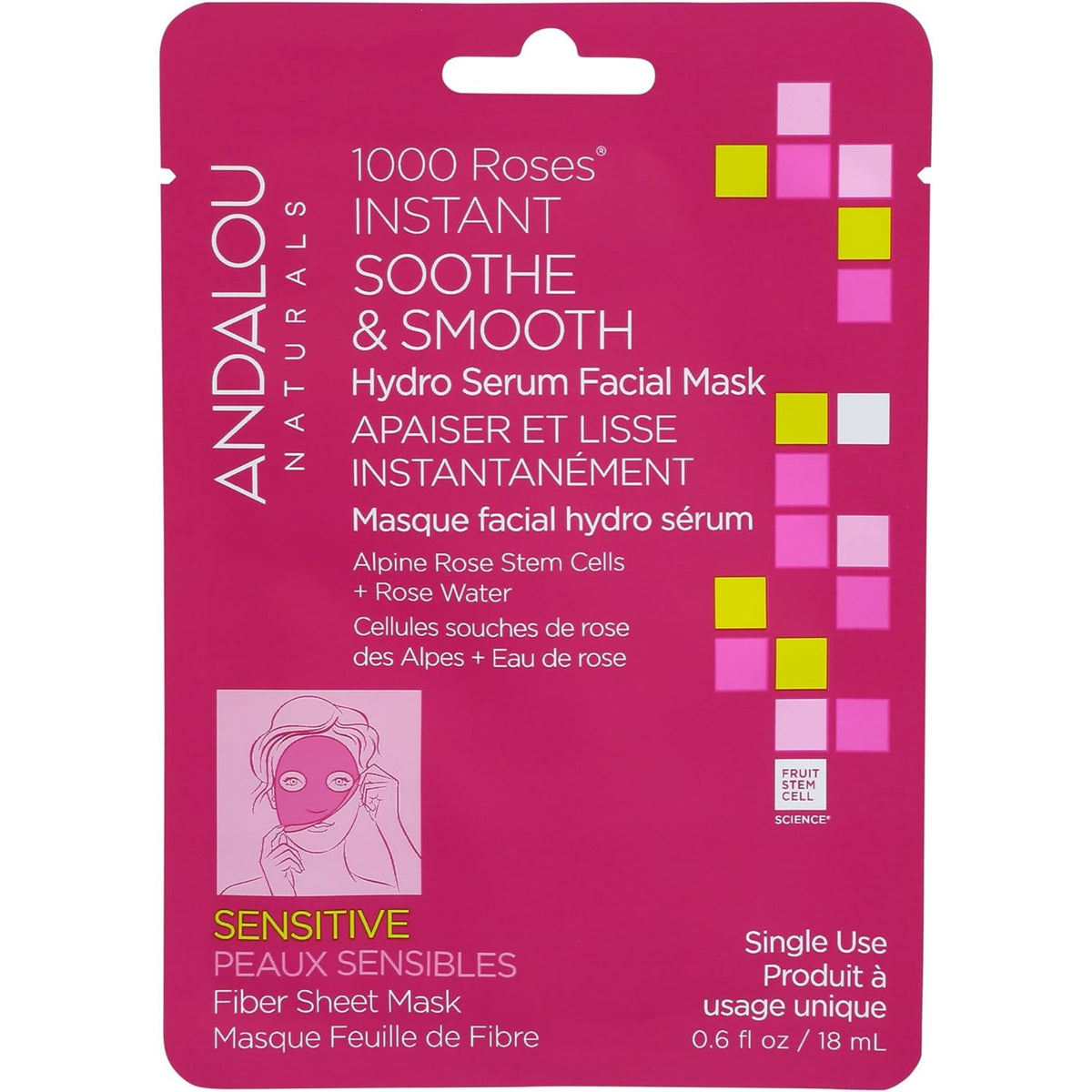 Andalou 1000 Roses Instant Soothe & Smooth Sheet Mask 18mL
