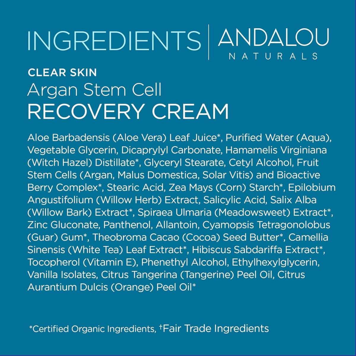 Andalou Clear Skin Argan Stem Cell Recovery Cream 50g