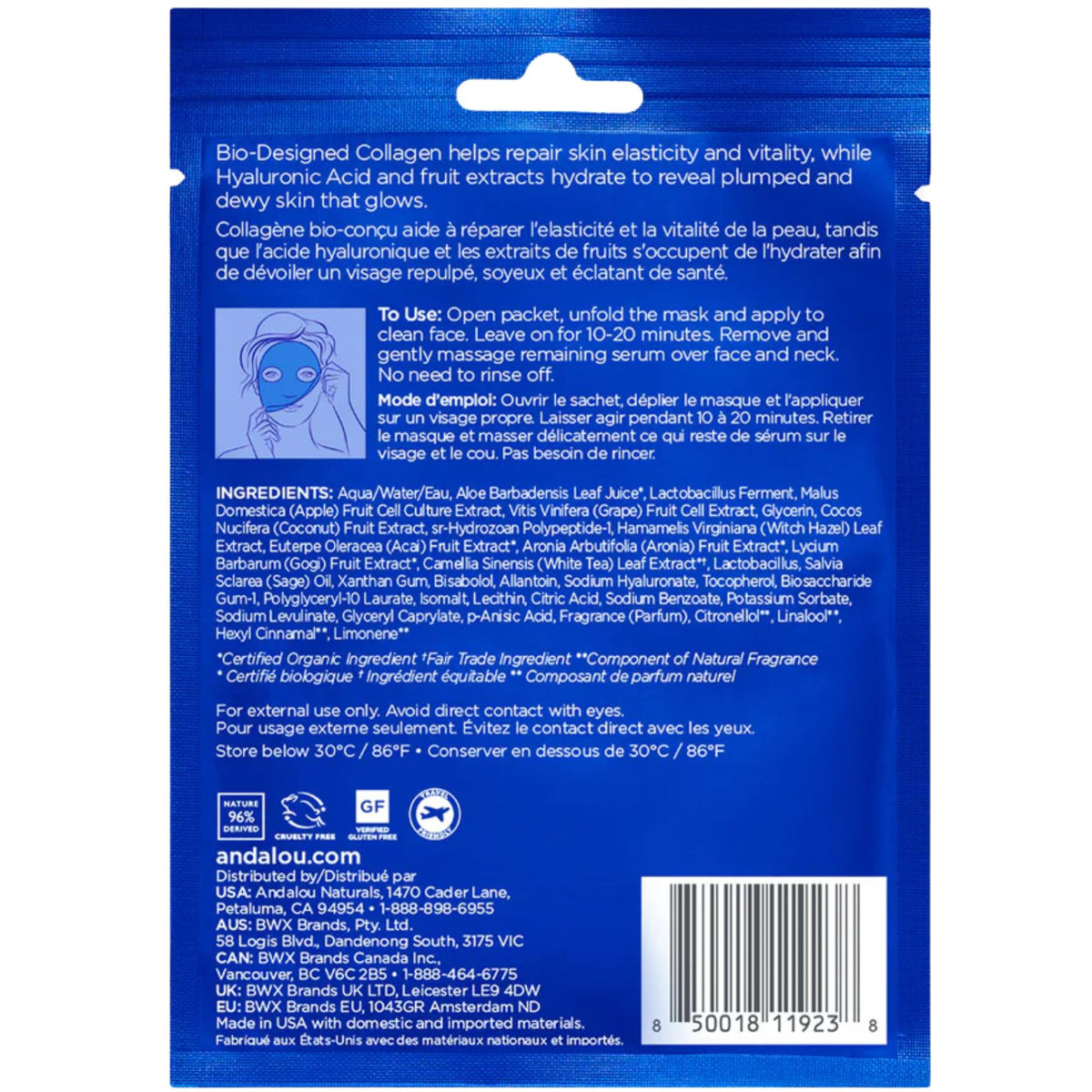 Andalou Deep Hydration Instant Hydrate & Refresh Sheet Mask 18mL