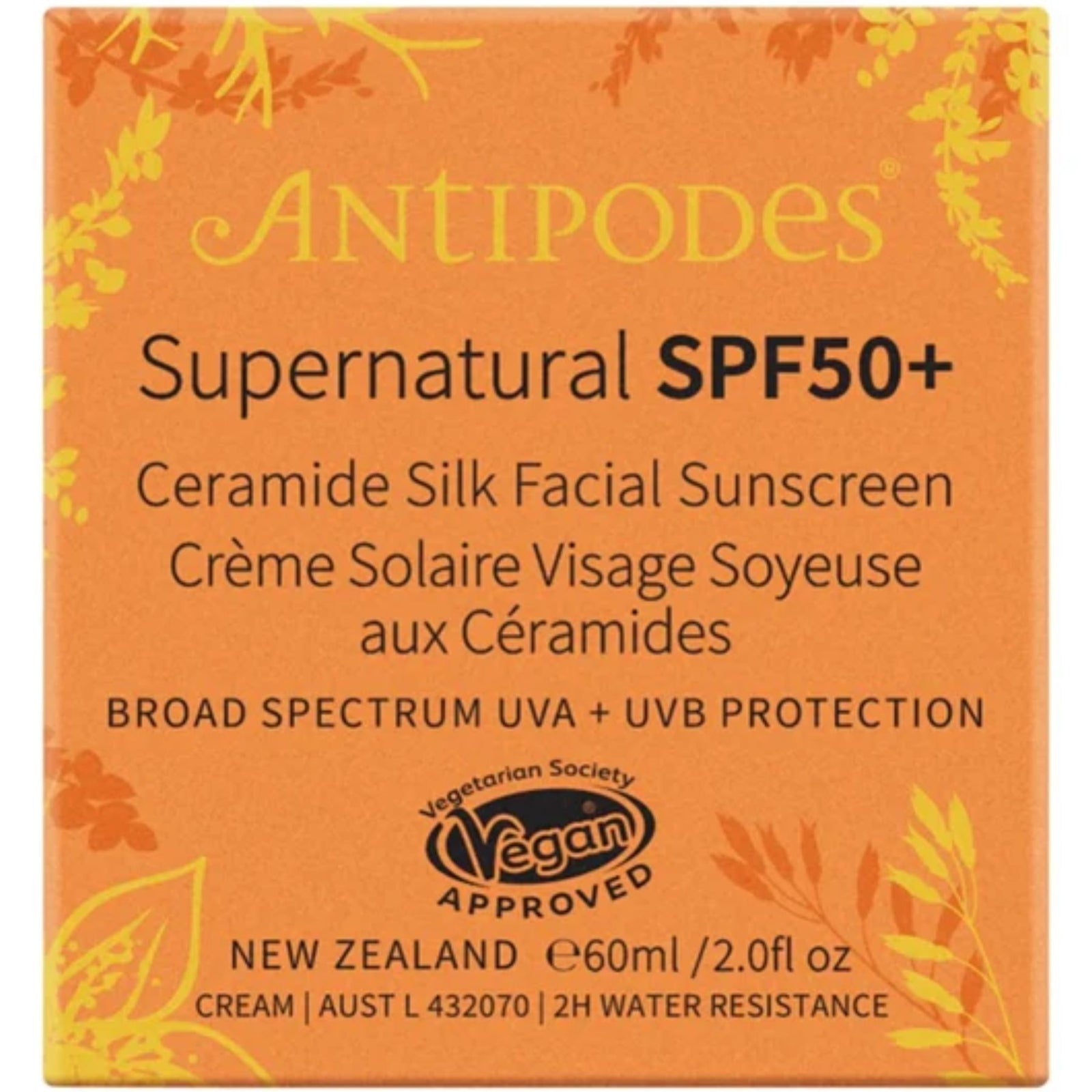 Antipodes Supernatural SPF50+ Ceramide Silk Facial Sunscreen 60mL